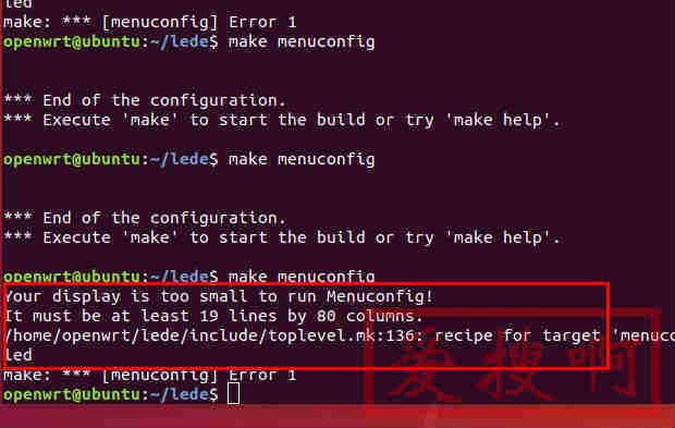 Your display is too small to run Menuconfig!